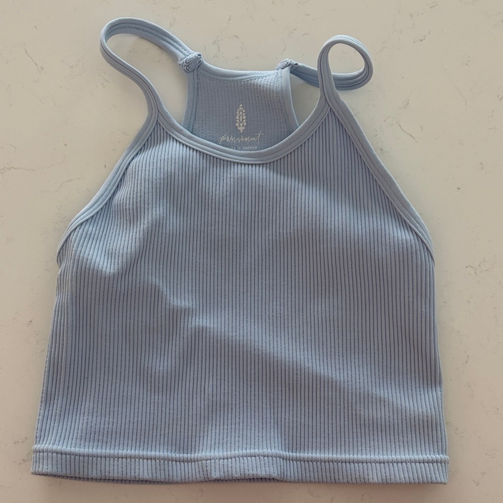 FP Movement by Free People Blue Ribbed Tank Top